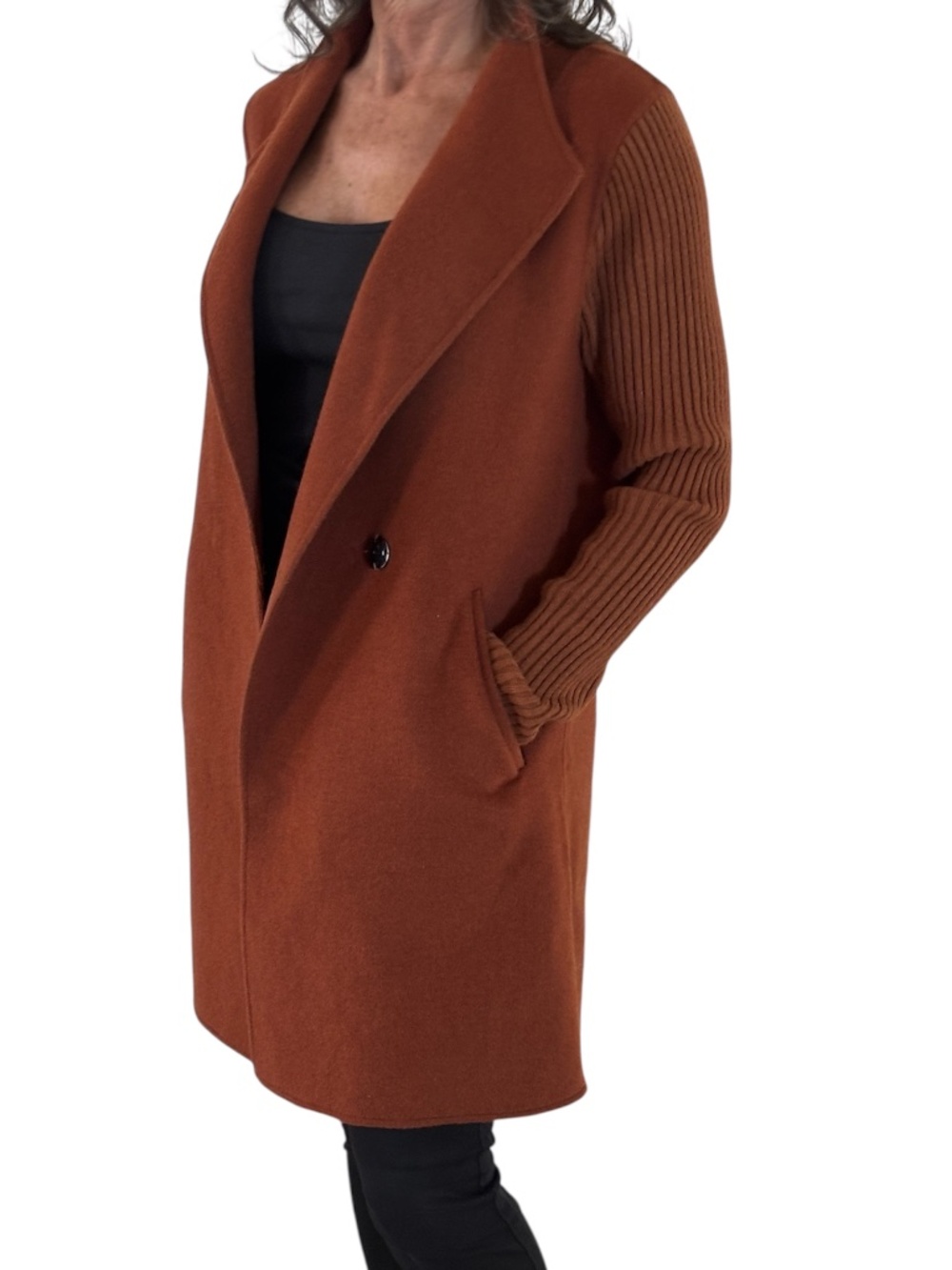 Kenneth Cole Wool Blend Coat - Burnt Orange / Chestnut Brown Size PXS - Picture 1 of 13